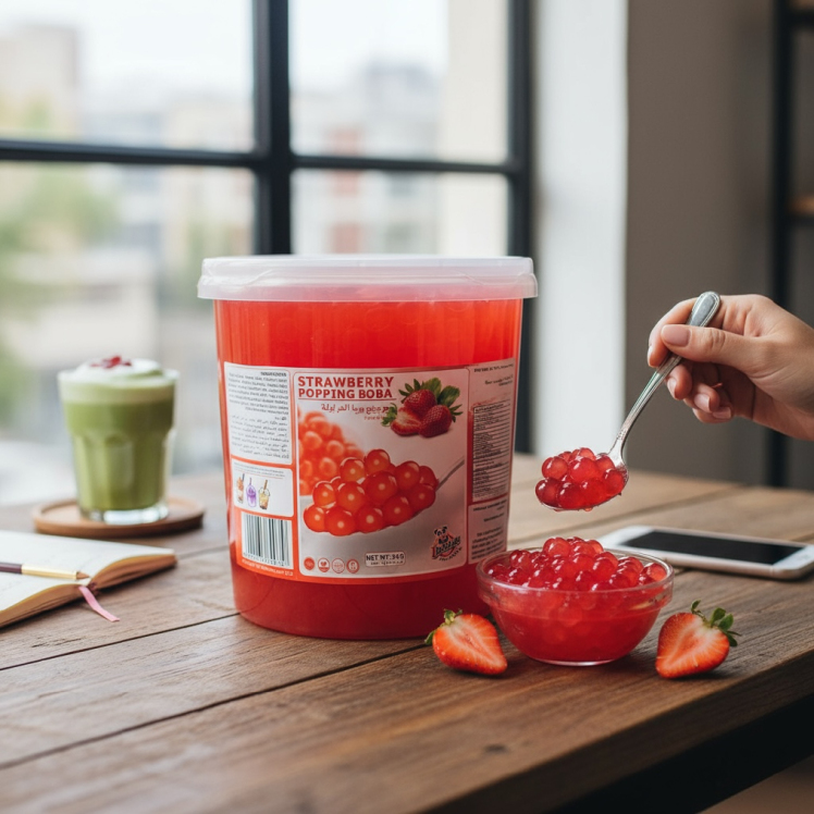 خرید بوبا توت فرنگی آماده مصرف تولید امارات | B3shop.ir