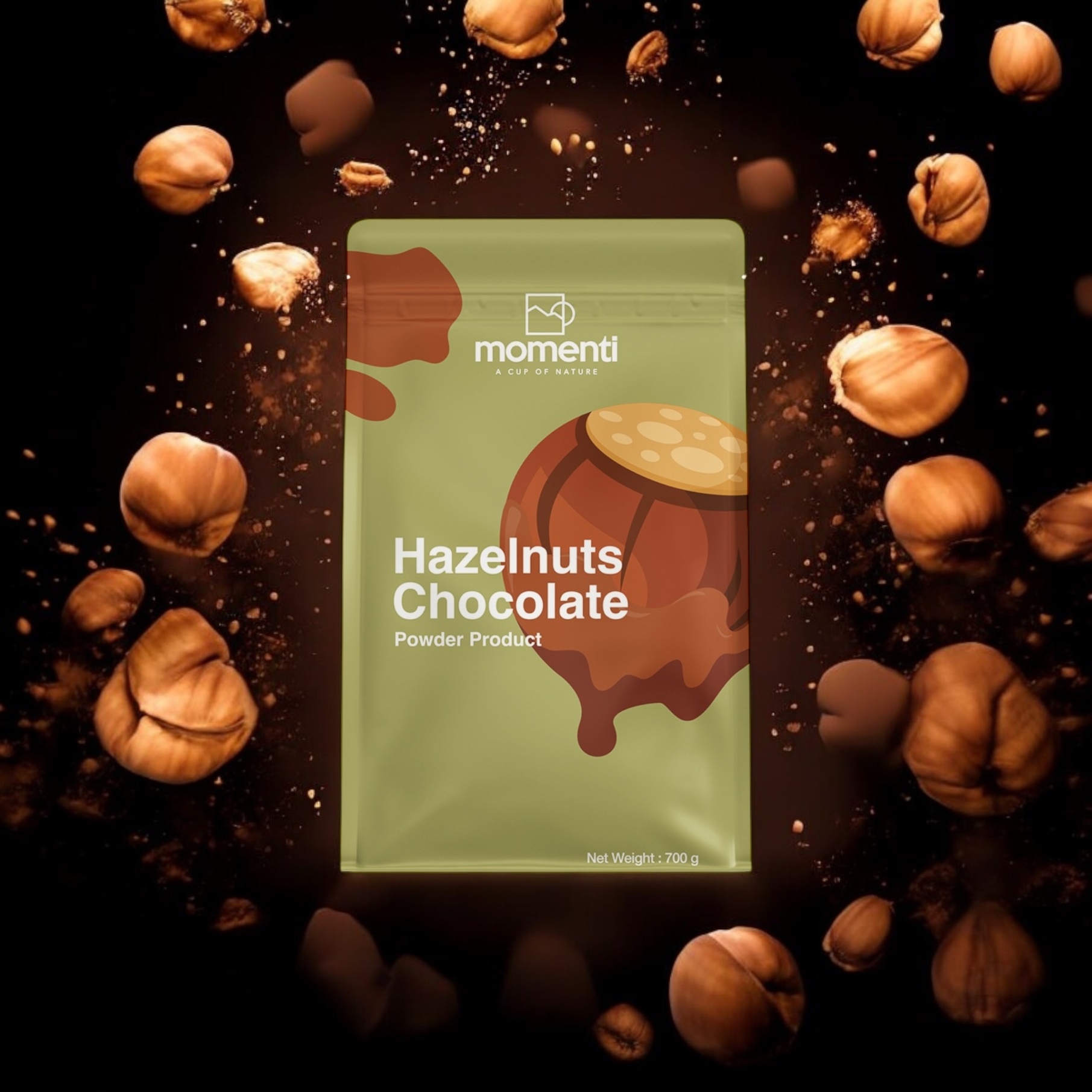  خرید پودر شکلات فندقی مومنتی | B3shop.ir 